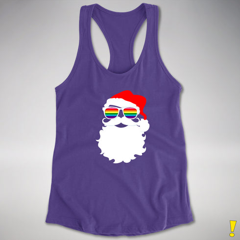 Santa’s Gilbert Baker LGBTQ Pride Flag Shades Racerback Tank - Purple